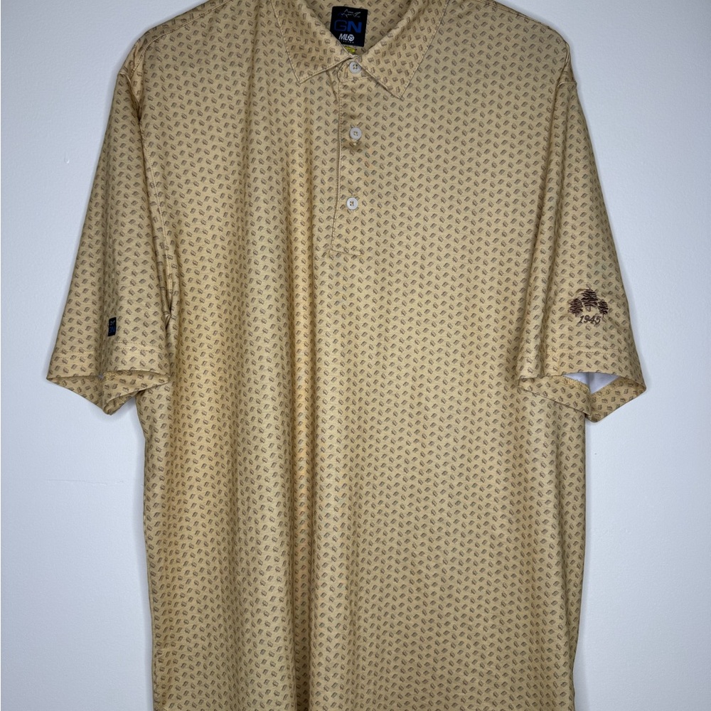 Greg Norman Collection ML75 Tan Domino Pattern Polo Shirt